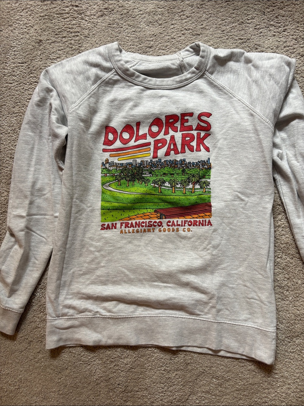 Dolores Park Graphic Sweatshirt - Light Gray with Red & Green Print